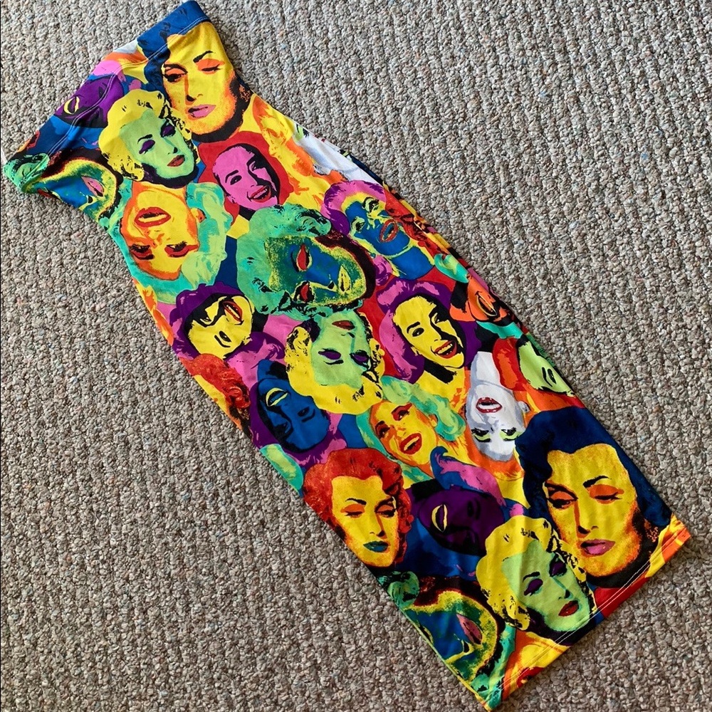Rainbow Marilyn Monroe body con midi dress